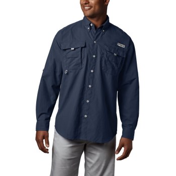 Columbia Overhemd Heren, PFG Bahama II Long Sleeve Big Donkerblauw, 52RHNVEZY